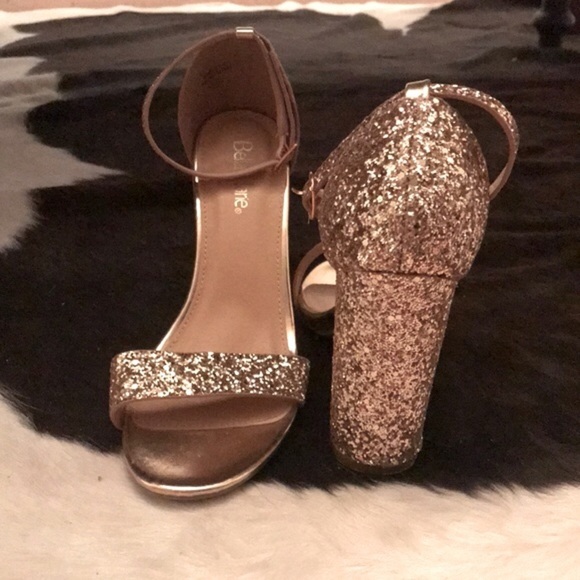 Rose Gold Sparkling ankle strap heels. - Picture 4 of 7